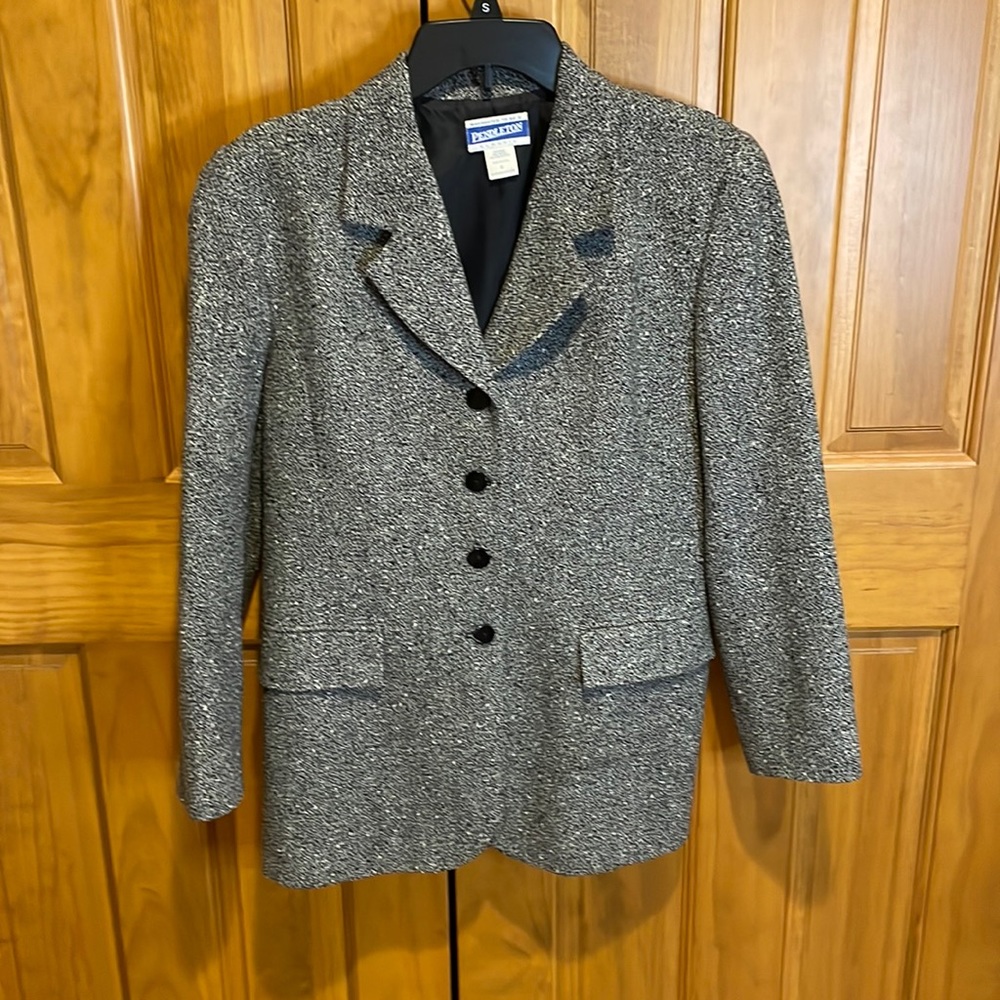 Vintage Pendleton Wool Jacket Blazer 8 Women’s Black Gray Grey